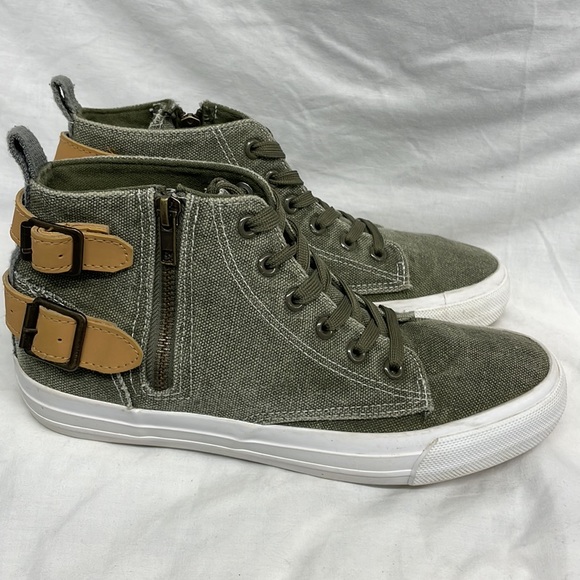 Yoki Shoes Yoki Bentley 20 Green Denim Zip Side High Top Sneakers